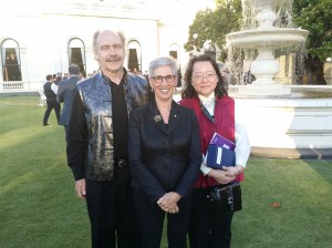 Christine Sun, manager of eBook Dynasty, and Steve Goschnick, managing director of Solid Software Pty Ltd (of which eBook Dynasty is an imprint), with Governor of Victoria, the Honourable Linda Dessau AM, at Government House.
